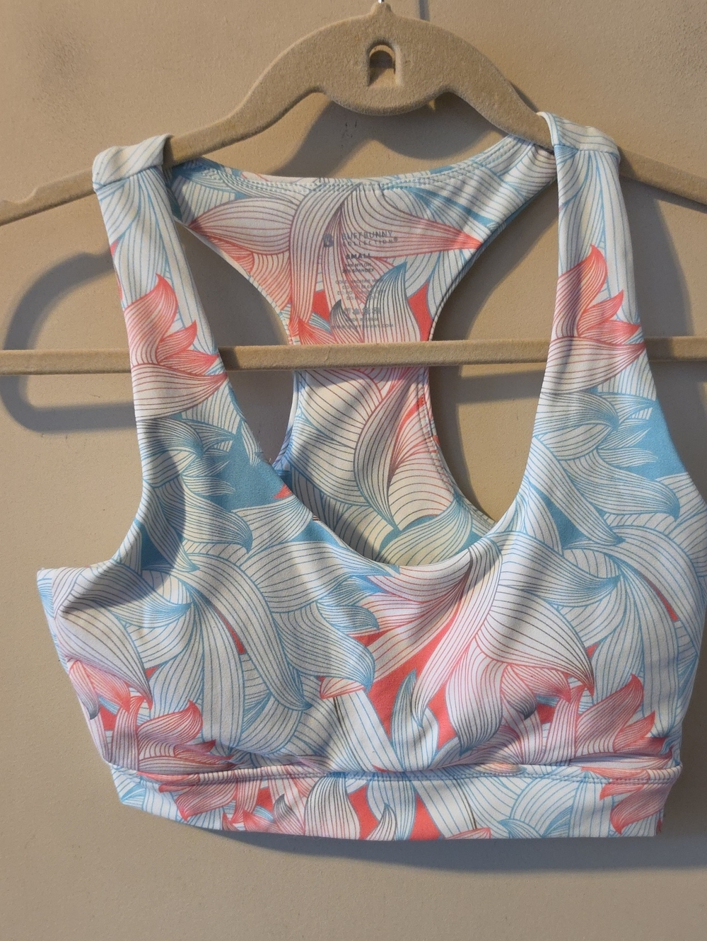 Buff Bunny Floral Wave Racerback Sports Bra - Blue & Pink